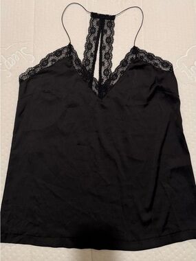 Black Lace-Trim Cami Tank Top size M